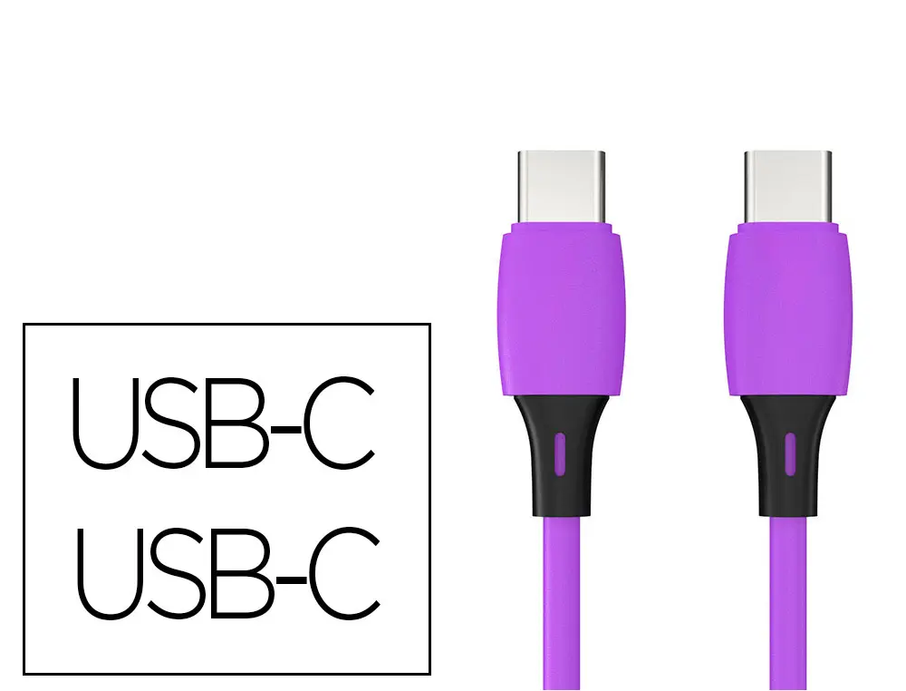 CABLE Q-CONNECT USB-C VERS USB-C PVC LONGUEUR 2M COLORIS VIOLET
