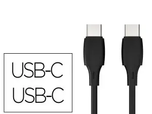 CABLE Q-CONNECT USB-C VERS USB-C PVC LONGUEUR  2M        COLORIS NOIR