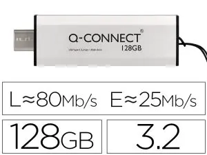 CLE USB Q-CONNECT FLASH DRIVE 128 GB 3.2 TYPE-C