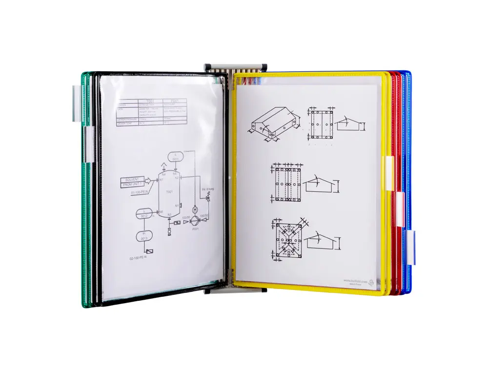 SYSTEME PRESENTATION TARIFOLD PRO MURAL A4 METAL 5 POCHES COLORIS ASSORTIS