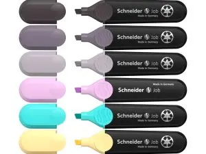 SURLIGNEUR SCHNEIDER JOB POINTE BISEAUTEE TRAIT 1/5MM  COLORIS ASSORTIS POCHETTE 6   UNITES