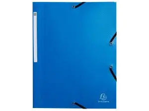 CHEMISE EXACOMPTA OPAK 3 RABATS PP RECYCLE A4 DOS 15MM FERMETURE ELASTIQUE COLORIS   BLEU