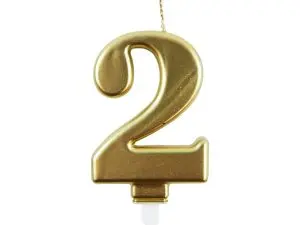 BOUGIE EUROWRAP CHIFFRE ANNIVERSAIRE N  2 COLORIS OR