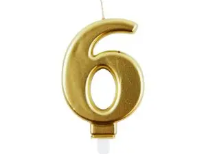 BOUGIE EUROWRAP CHIFFRE ANNIVERSAIRE N  6 COLORIS OR