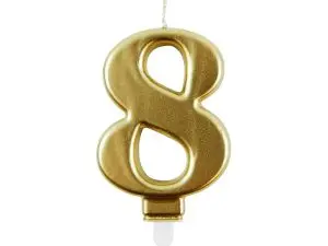 BOUGIE EUROWRAP CHIFFRE ANNIVERSAIRE N  8 COLORIS OR