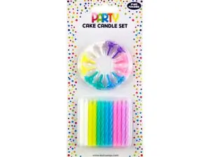 BOUGIE ANNIVERSAIRE EUROWRAP COLORIS PASTELEL ASSORTIS     BLISTER 24 UNITES + 12        SUPPORTS