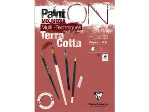 BLOC DESSIN CLAIREFONTAINE PAINT ON ENCOLLE A3 20 FEUILLES 250G COLORIS TERRACOTTA