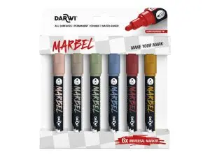 MARQUEUR DARWI MARBEL UNIVERSEL POINTE RONDE MEDIUM 4MM COLORIS ASSORTIS NATURE   SET 6 UNITES