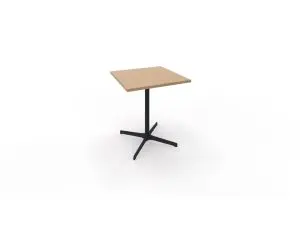 TABLE EOL LUCIE PLATEAU MELAMINE EPAISSEUR 2,5CM      70X70X73,5CM PIED METAL NOIR  COLORIS CHENE NATUREL