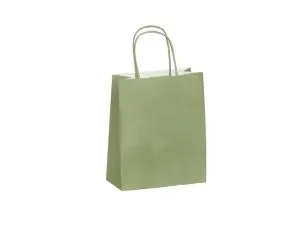 SAC KRAFT 90G/M2 POIGNEES TORSADEES 230X120X300MM       COLORIS VERT AMANDE