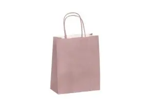 SAC KRAFT 90G/M2 POIGNEES TORSADEES 230X120X300MM       COLORIS ROSE POUDRE