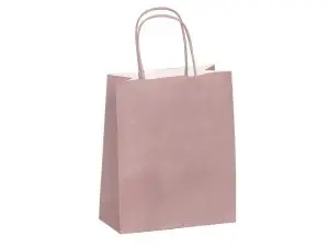 SAC KRAFT 90G/M2 POIGNEES TORSADEES 350X140X400MM       COLORIS ROSE POUDRE