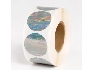 ETIQUETTE AUTOCOLLANTE AVERY HOLOGRAPHIQUE VOID AVEC TRANSFERT RONDE DIAM. 37MM ROULEAU 1000 UNITES