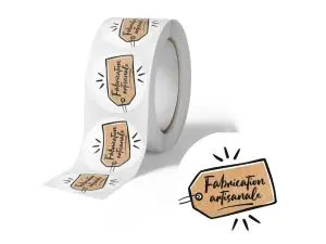 ETIQUETTE AUTOCOLLANTE AVERY FABRICATION ARTISANALE RONDE  DIAM. 35MM ROULEAU 500 UNITES