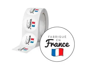 ETIQUETTE AUTOCOLLANTE AVERY FABRIQUE EN FRANCE RONDE      DIAM. 35MM ROULEAU 500 UNITES