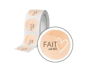 ETIQUETTE AUTOCOLLANTE AVERY FAIT AVEC AMOUR RONDE DIAM. 35MM ROULEAU 500 UNITES