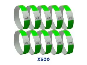 BRACELET AVERY PAPIER INDECHIRABLE MATIERE TYVEK    LARGEUR 19MM COLORIS VERT     FLUO 500 UNITES