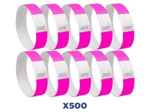 BRACELET AVERY PAPIER INDECHIRABLE MATIERE TYVEK    LARGEUR 19MM COLORIS ROSE     FLUO 500 UNITES