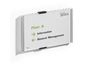 PLAQUE DE PORTE DURABLE INFO SIGN 210X148,5MM PAYSAGE      ACRYLIQUE/ALUMINIUM COLORIS   ARGENT METALLISE