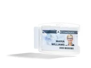 PORTE-BADGE DURABLE REXYCLE 2 CARTES DE SECURITE 54X85MM    AVEC ENCOCHE COLORIS          TRANSPARENT