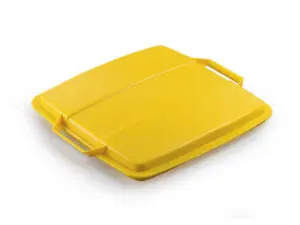 COUVERCLE DURABLE POUBELLE DURABIN CAPACITE 90L CARRE    AVEC POIGNEE COLORIS JAUNE