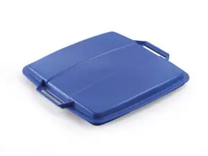 COUVERCLE DURABLE POUBELLE DURABIN CAPACITE 90L CARRE    AVEC POIGNEE COLORIS BLEU
