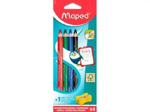 CRAYON ARDOISE MAPED MARKER'PEPS BOIS EFFACABLE A  SEC COLORIS ASSORTIS ETUI 4   UNITES + TAILLE-CRAYON