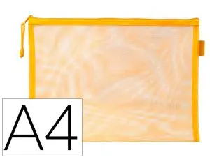 POCHETTE ZIP LIDERPAPEL A4 MULTIUSAGE FERMETURE ECLAIR   POLYESTER TRANSPIRABLE        COLORIS JAUNE