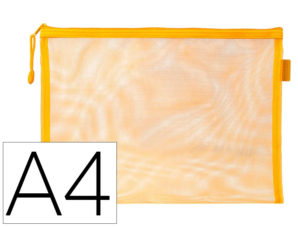 POCHETTE ZIP LIDERPAPEL A4 MULTIUSAGE FERMETURE ECLAIR POLYESTER TRANSPIRABLE COLORIS JAUNE