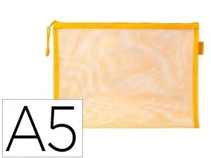 POCHETTE ZIP LIDERPAPEL A5 MULTIUSAGE FERMETURE ECLAIR POLYESTER TRANSPIRABLE COLORIS JAUNE