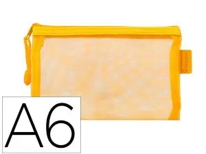 POCHETTE ZIP LIDERPAPEL A6 MULTIUSAGE FERMETURE ECLAIR POLYESTER TRANSPIRABLE COLORIS JAUNE