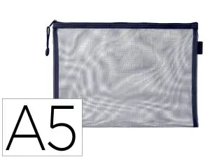 POCHETTE ZIP LIDERPAPEL A5 MULTIUSAGE FERMETURE ECLAIR POLYESTER TRANSPIRABLE COLORIS BLEU MARINE