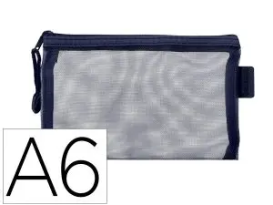 POCHETTE ZIP LIDERPAPEL A6 MULTIUSAGE FERMETURE ECLAIR POLYESTER TRANSPIRABLE COLORIS BLEU MARINE
