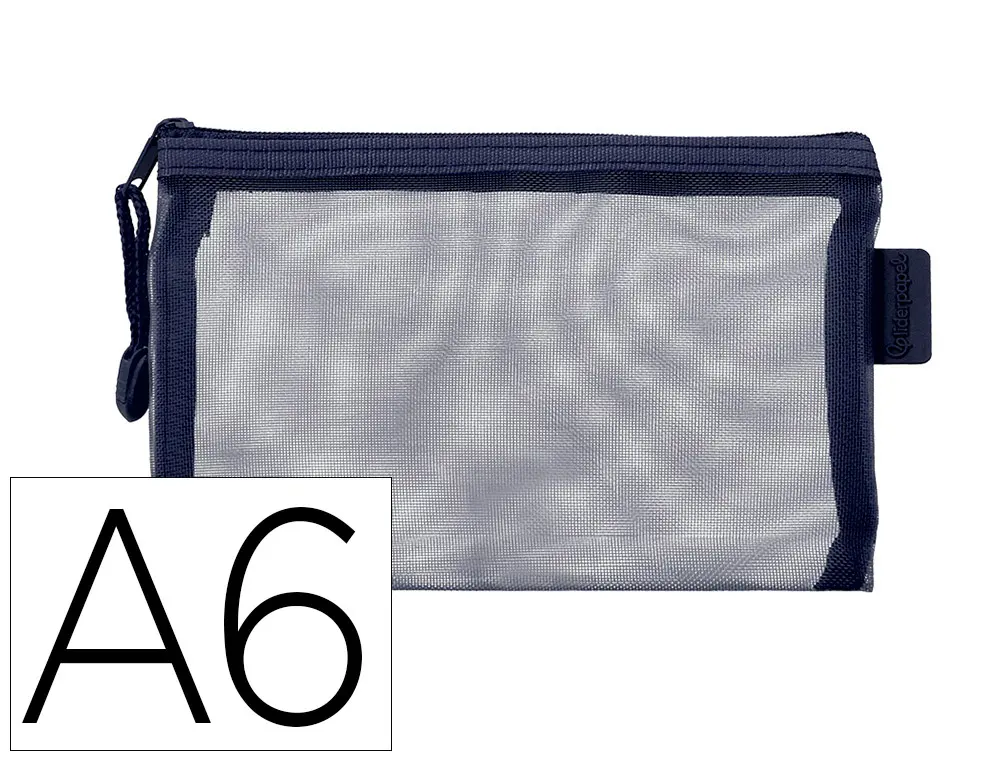 POCHETTE ZIP LIDERPAPEL A6 MULTIUSAGE FERMETURE ECLAIR POLYESTER TRANSPIRABLE COLORIS BLEU MARINE