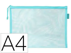 POCHETTE ZIP LIDERPAPEL A4 MULTIUSAGE FERMETURE ECLAIR   POLYESTER TRANSPIRABLE        COLORIS BLEU CIEL