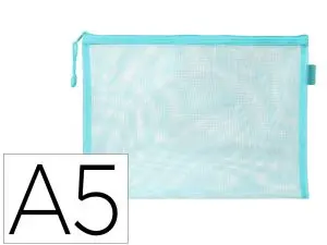 POCHETTE ZIP LIDERPAPEL A5 MULTIUSAGE FERMETURE ECLAIR POLYESTER TRANSPIRABLE COLORIS BLEU CIEL
