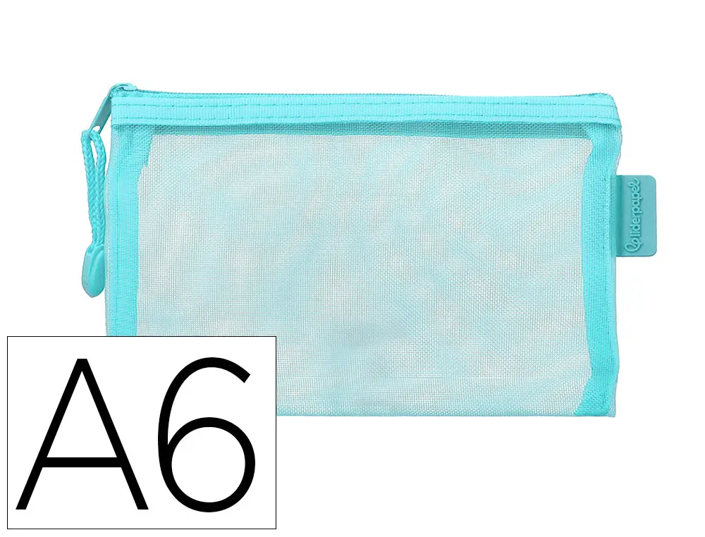 POCHETTE ZIP LIDERPAPEL A6 MULTIUSAGE FERMETURE ECLAIR POLYESTER TRANSPIRABLE COLORIS BLEU CIEL