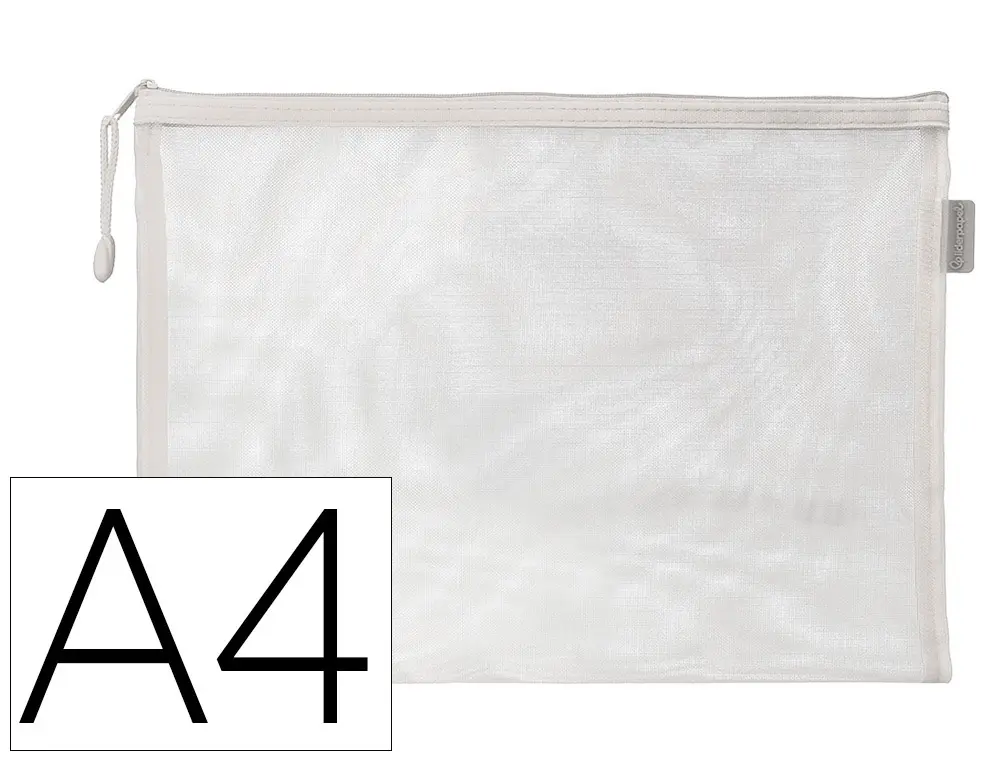 POCHETTE ZIP LIDERPAPEL A4 MULTIUSAGE FERMETURE ECLAIR POLYESTER TRANSPIRABLE COLORIS BLANC