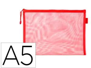 POCHETTE ZIP LIDERPAPEL A5 MULTIUSAGE FERMETURE ECLAIR POLYESTER TRANSPIRABLE COLORIS ROUGE