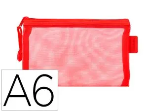 POCHETTE ZIP LIDERPAPEL A6 MULTIUSAGE FERMETURE ECLAIR   POLYESTER TRANSPIRABLE        COLORIS ROUGE