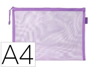 POCHETTE ZIP LIDERPAPEL A4 MULTIUSAGE FERMETURE ECLAIR POLYESTER TRANSPIRABLE COLORIS VIOLET