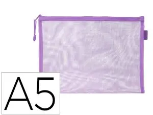 POCHETTE ZIP LIDERPAPEL A5 MULTIUSAGE FERMETURE ECLAIR POLYESTER TRANSPIRABLE COLORIS VIOLET