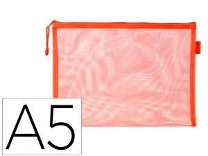 POCHETTE ZIP LIDERPAPEL A5 MULTIUSAGE FERMETURE ECLAIR POLYESTER TRANSPIRABLE COLORIS ORANGE
