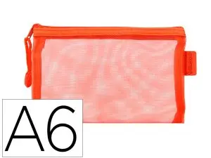 POCHETTE ZIP LIDERPAPEL A6 MULTIUSAGE FERMETURE ECLAIR POLYESTER TRANSPIRABLE COLORIS ORANGE