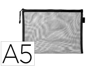 POCHETTE ZIP LIDERPAPEL A5 MULTIUSAGE FERMETURE ECLAIR POLYESTER TRANSPIRABLE COLORIS NOIR