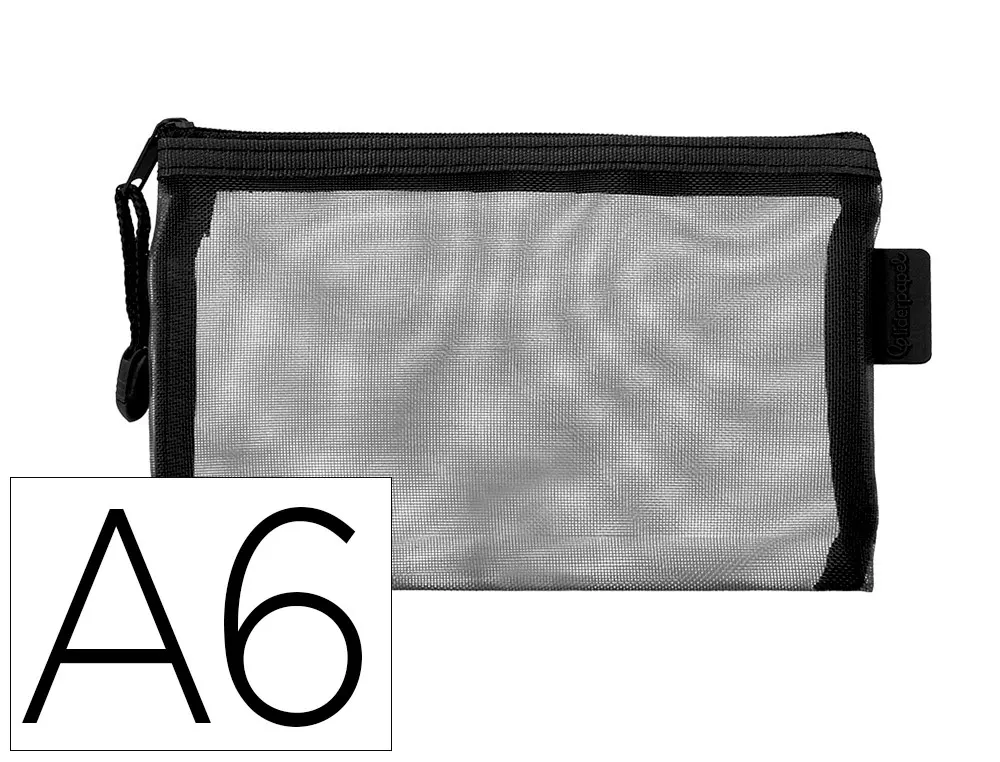 POCHETTE ZIP LIDERPAPEL A6 MULTIUSAGE FERMETURE ECLAIR POLYESTER TRANSPIRABLE COLORIS NOIR