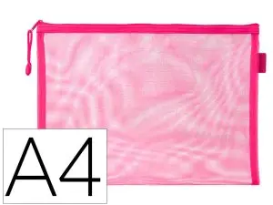POCHETTE ZIP LIDERPAPEL A4 MULTIUSAGE FERMETURE ECLAIR   POLYESTER TRANSPIRABLE        COLORIS ROSE