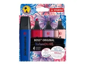 SURLIGNEUR STABILO BOSS ORIGINAL NATURECOLORS WILD FLOWERS EDITION POINTE BISEAUTEE TRACE 2/5MM COLORIS ASSORTIS ETUI 4