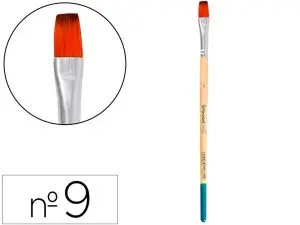 PINCEAU POUR PEINTURE ACRYLIQUE ET AQUARELLE        LIDERPAPEL N 9 POINTE PLATE   EN POILS SYNTHETIQUES