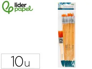 PINCEAUX SYNTHETIQUES LIDERPAPEL PONTES ET TAILLES  ASSORTIES BLISTER DE 10       UNITES CERTIFIE FSC